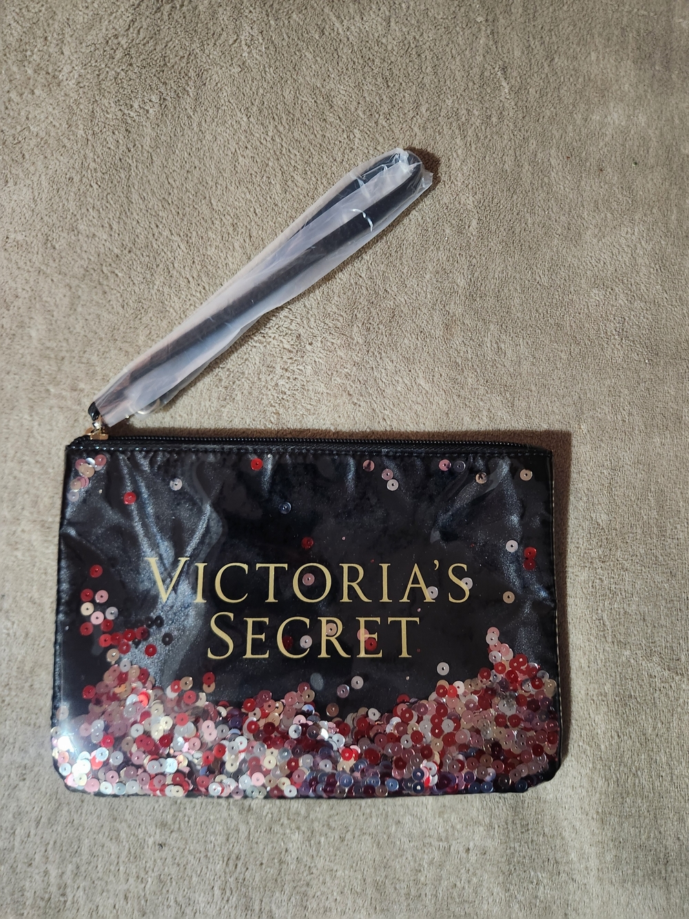 Victoria's Secret Black Sequin Wristlet Pouch